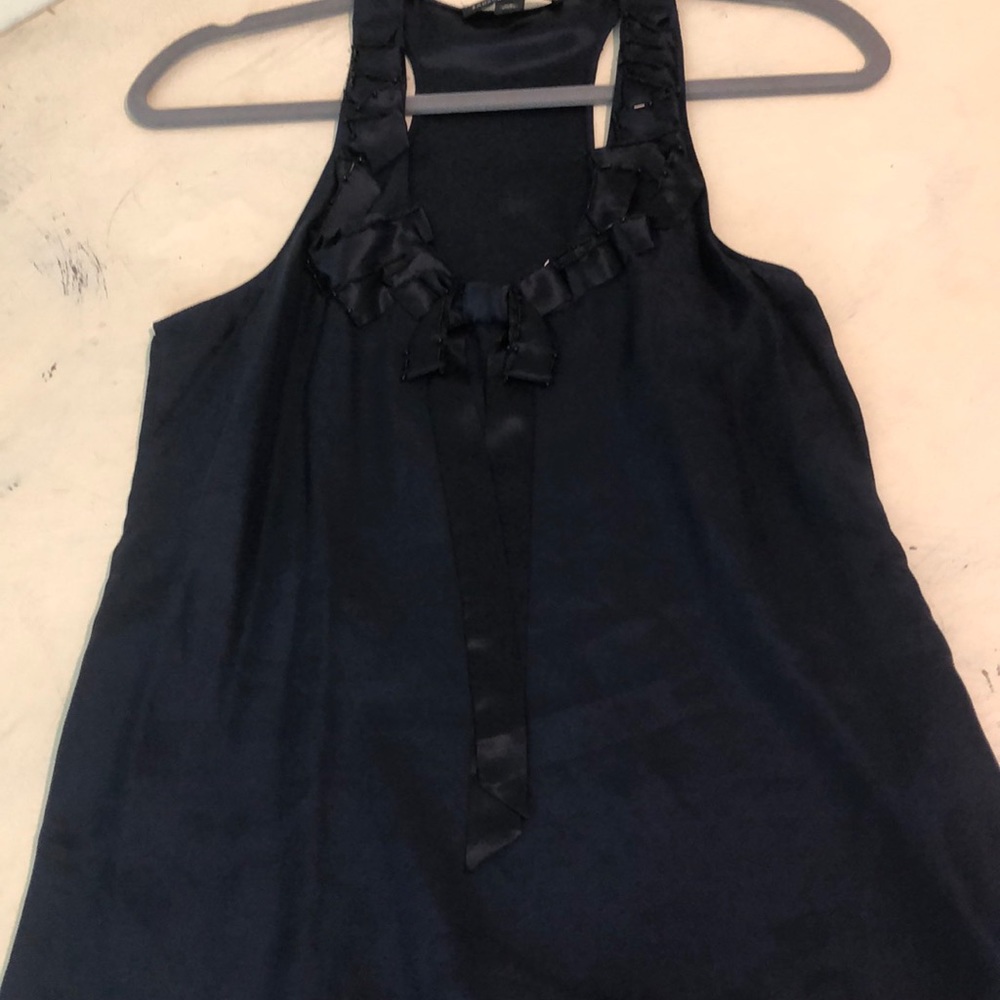 Navy blue silk tank top
